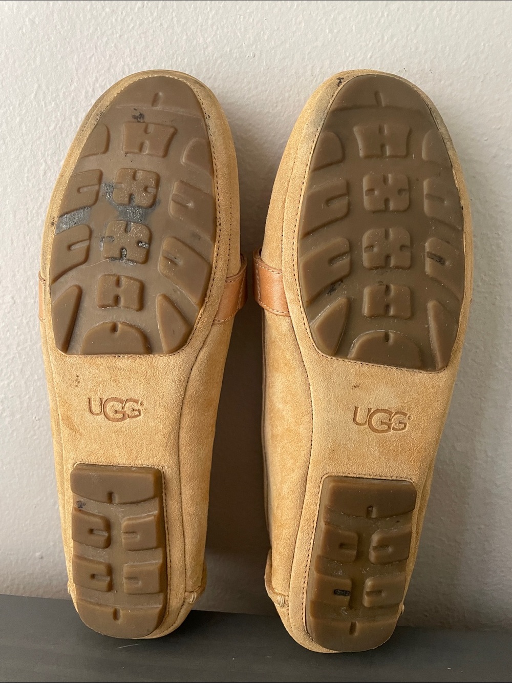 UGG Tan Suede Slip-On Loafers with Leather Strap - Picture 7 of 9